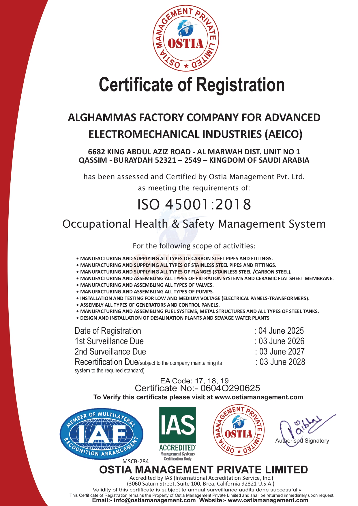 ISO 45001 Occupational Health & Safety Management System
